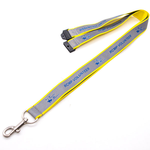 Customerized Silkscreen Printed Refective Neck Strap with Heavy Matel Hook