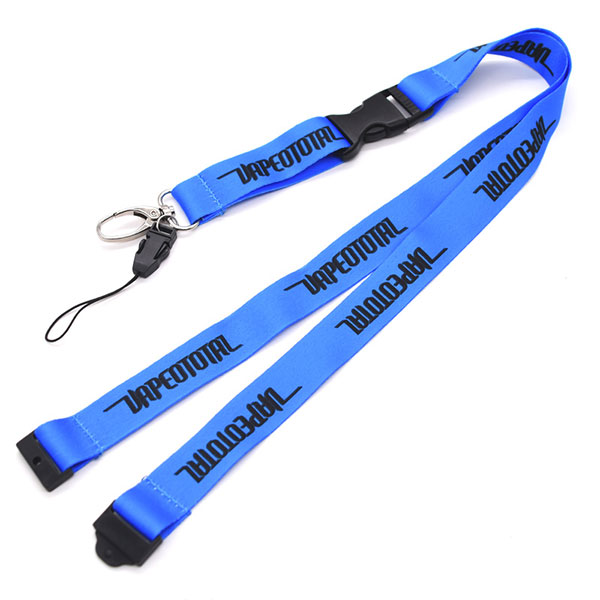 Blue Dye Sublimation Polyester Lanyrds with Detechable Buckle And Matel Hook