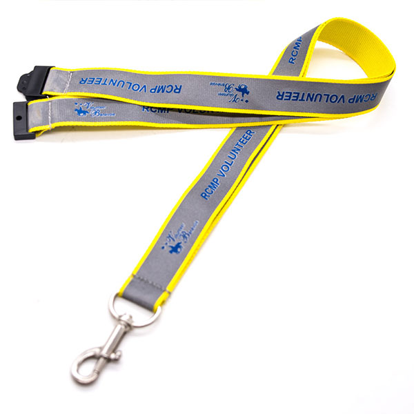 Customerized Silkscreen Printed Refective Neck Strap with Heavy Matel Hook