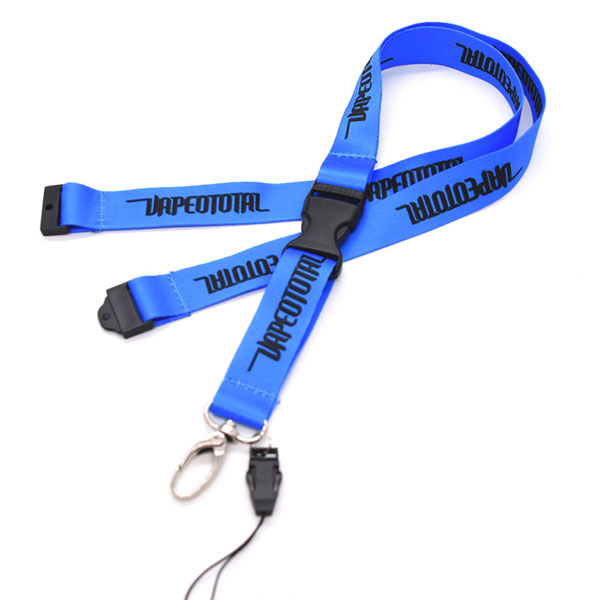 Blue Dye Sublimation Polyester Lanyrds with Detechable Buckle And Matel Hook
