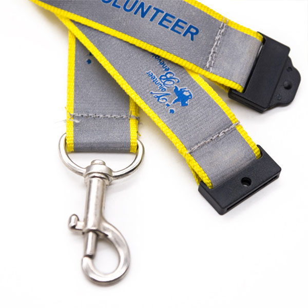 Customerized Silkscreen Printed Refective Neck Strap with Heavy Matel Hook