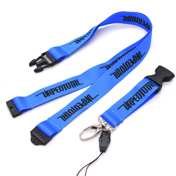 Blue Dye Sublimation Polyester Lanyrds with Detechable Buckle And Matel Hook