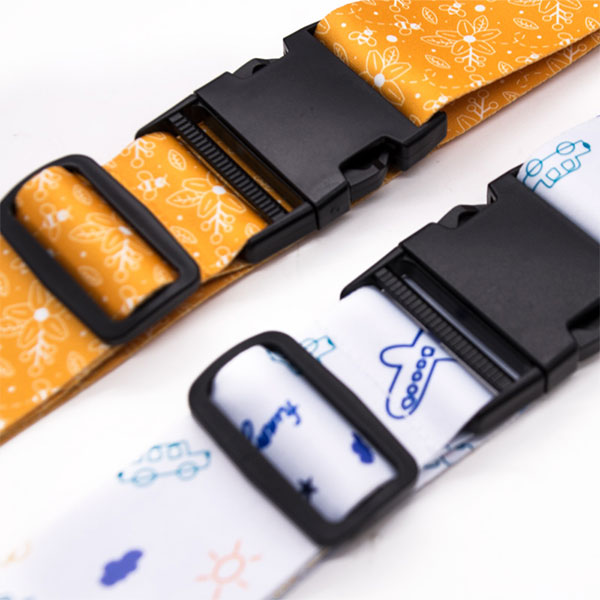 Muliti Color Silk Screen Printed Personalised Suitcase Straps With Plastice Buckle