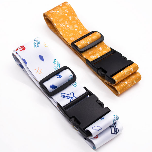 Muliti Color Silk Screen Printed Personalised Suitcase Straps With Plastice Buckle