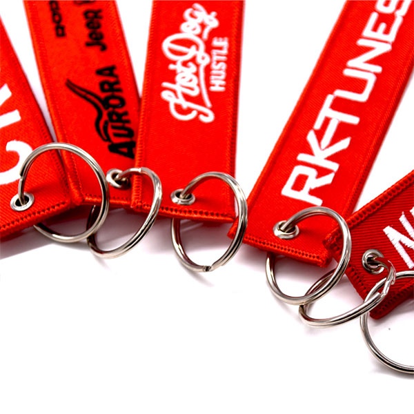 High Quality Custom Design Reliable Manufacturer Flight Gifts Warning Key Tag Fabric Keychain
