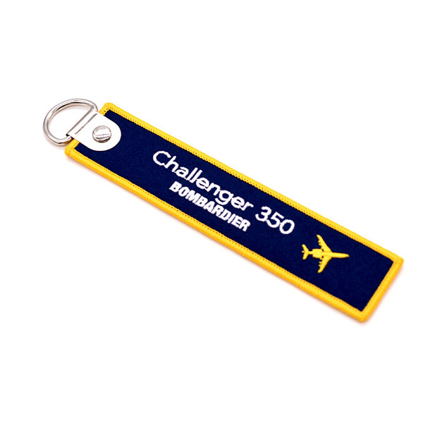 Custom Promotional Bag Cute Anime Remove Before Flight Crew Woven Fabric Embroidery Luggage Key Jet Tag Keychain