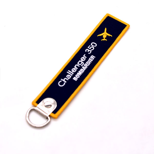 Custom Promotional Bag Cute Anime Remove Before Flight Crew Woven Fabric Embroidery Luggage Key Jet Tag Keychain