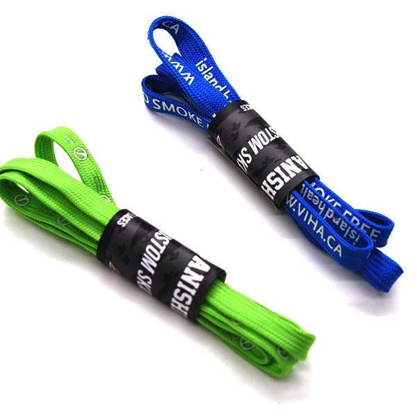 1Cm / 1.5cm Width Coloured Custom Shoe Laces , Heat Transfer Lanyard For Decoration