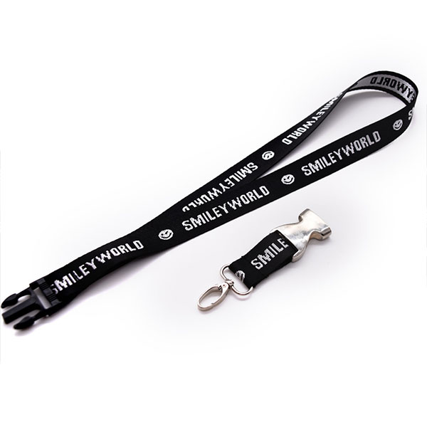 Wholesale Personalised Custom Polyester Jacquard Neck Strap Detachable Embroidered Woven Lanyard