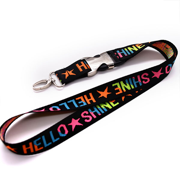 Original Factory Competitive Price Custom Metallic Polyester Woven Jacquard Neck Lanyard for Keychain