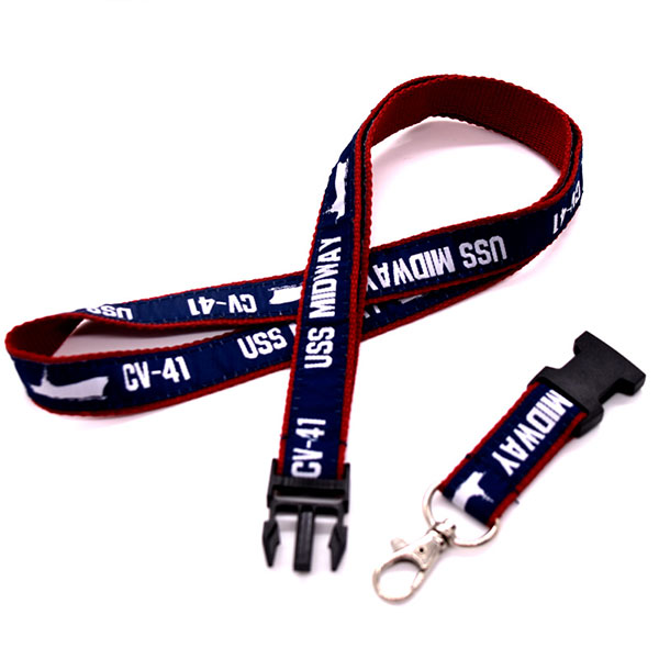 Promotional Custom Woven Polyester Jacquard Neck Lanyard with Eagle Mouth Hook