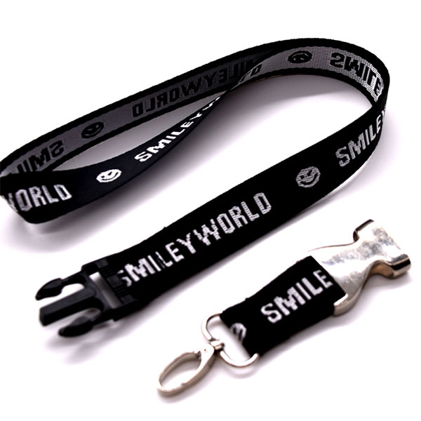 Wholesale Personalised Custom Polyester Jacquard Neck Strap Detachable Embroidered Woven Lanyard