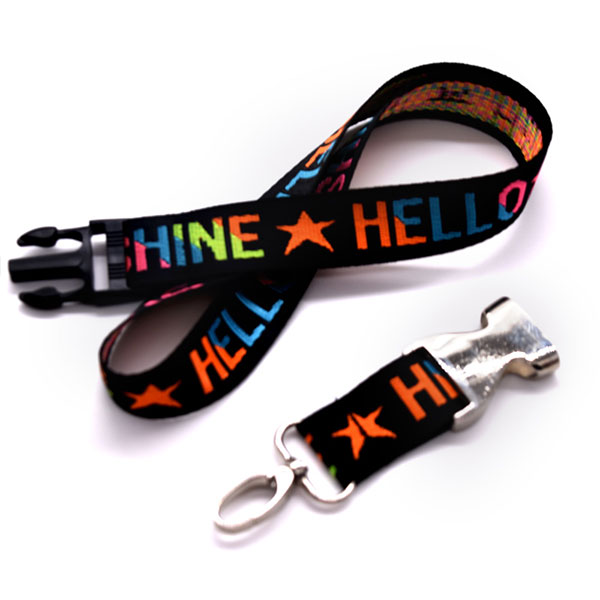Original Factory Competitive Price Custom Metallic Polyester Woven Jacquard Neck Lanyard for Keychain